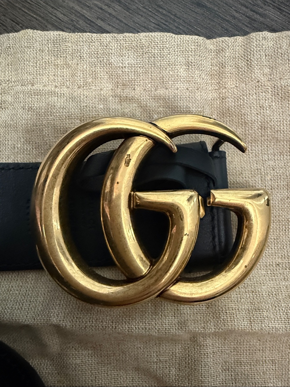 Gucci Black Leather Belt with Oversized Gold Double G Buckle